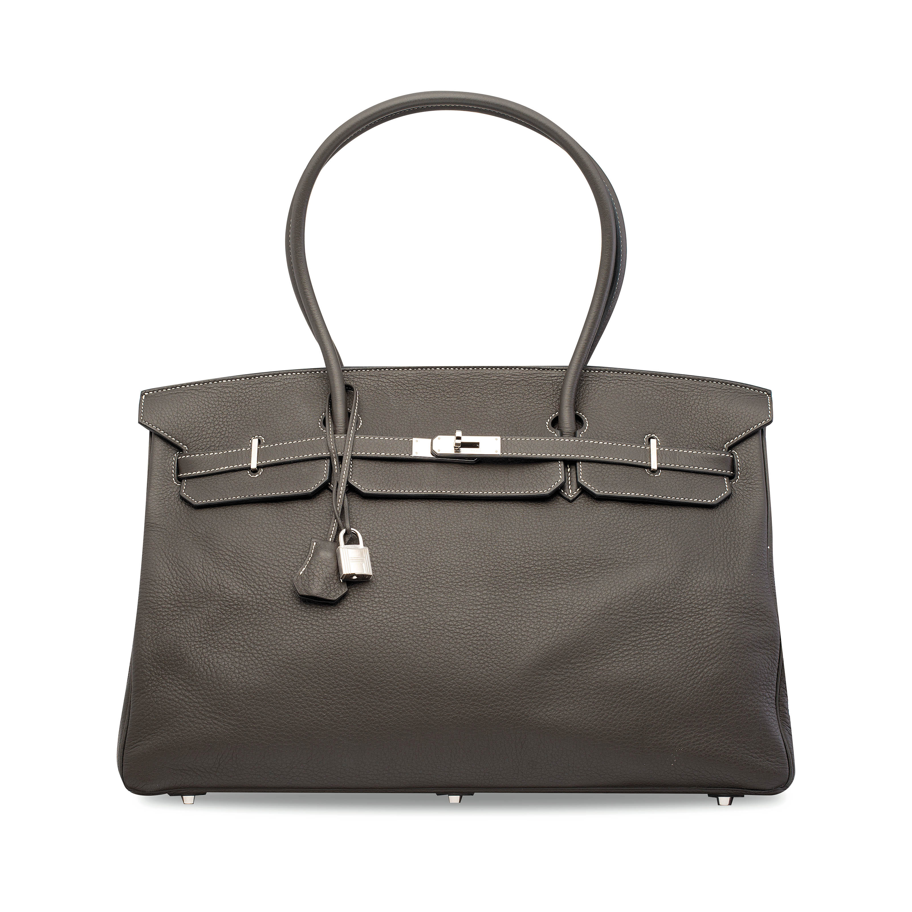 a custom graphite clmence leather shoulder birkin 45 with