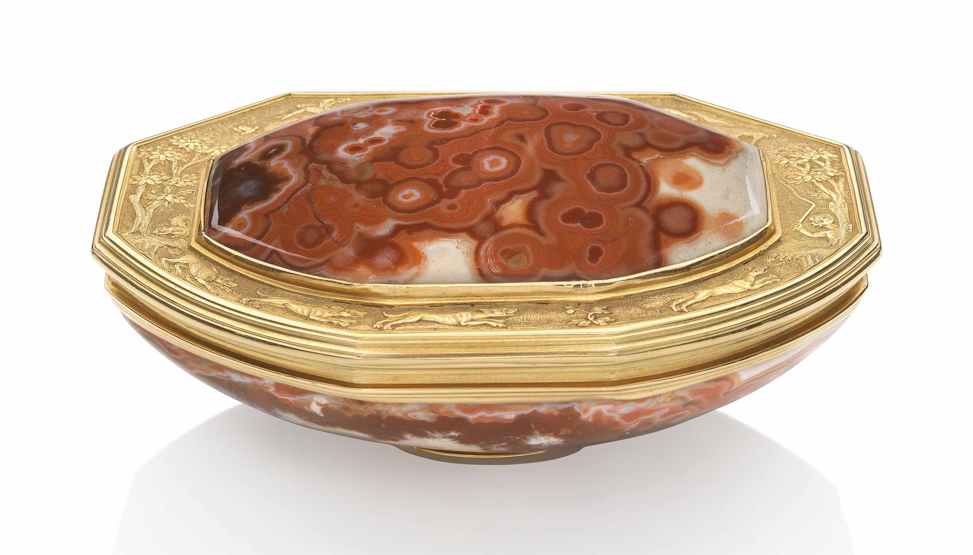 a george ii gold-mounted hardstone snuff-box