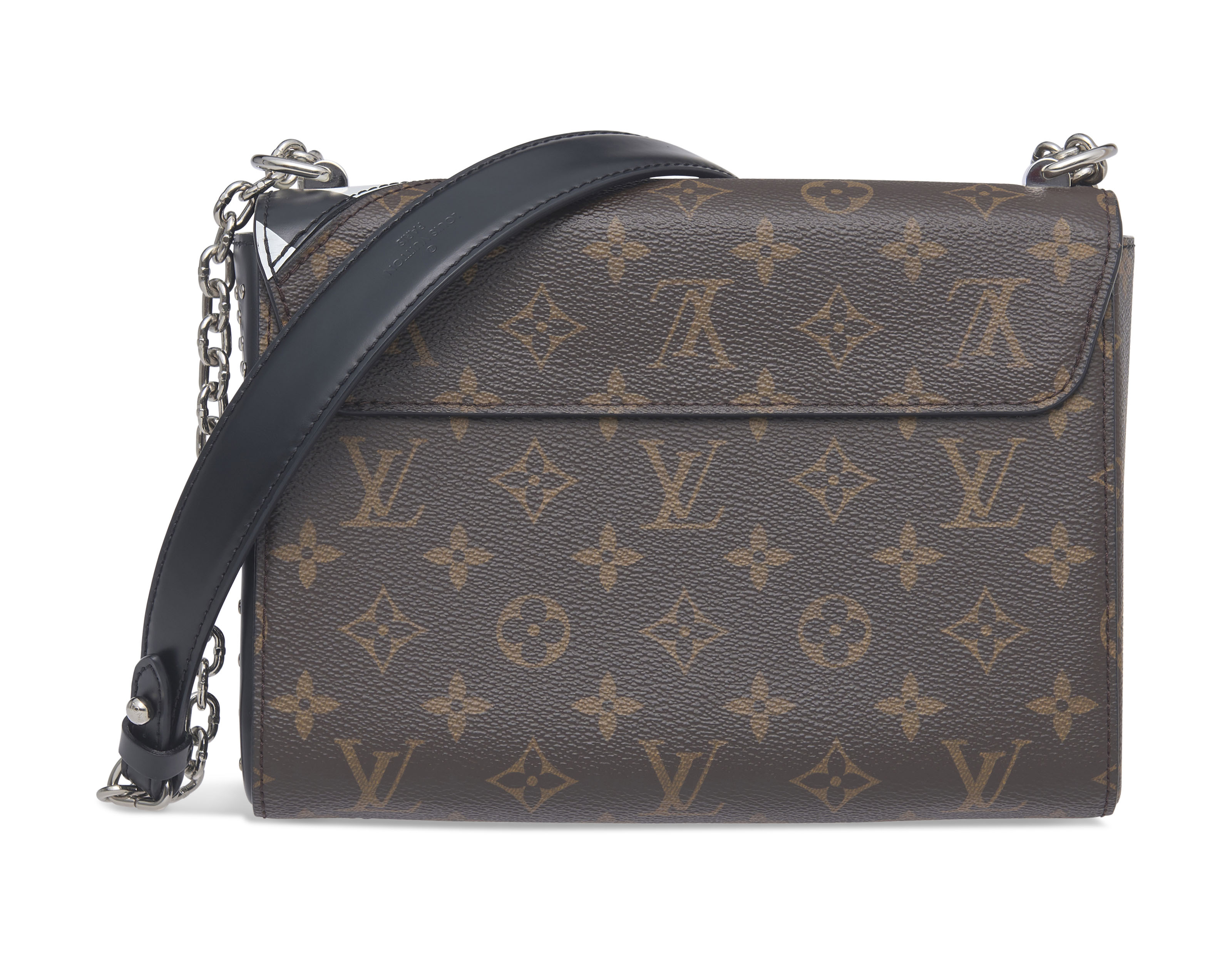 a monogram canvas & striped printed calfskin leather twist mm