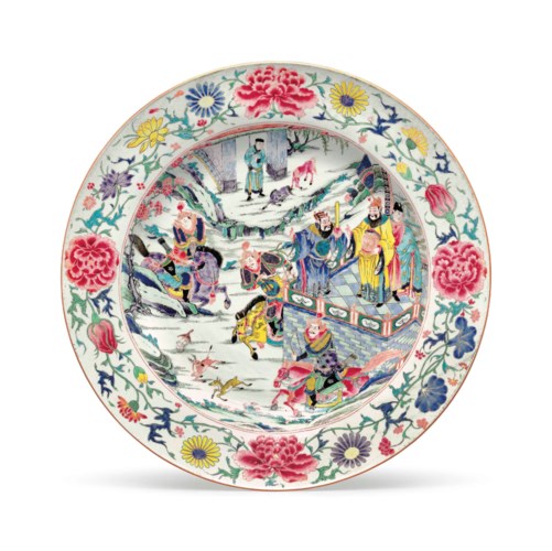 A VERY LARGE FAMILLE ROSE DISH