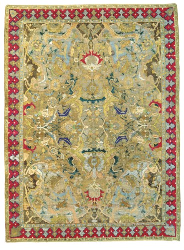 AN IMPORTANT SAFAVID SILK AND 